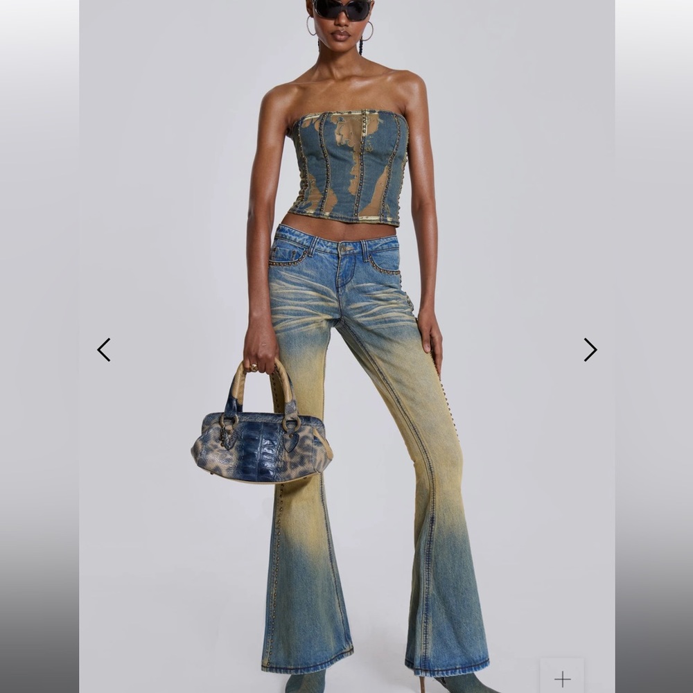 Jaded London Demure Studded Flared Jeans Size 25